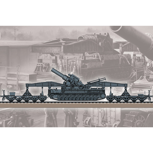 HobbyBoss 1/72 German KARL-Geraet 040/041 on Railway Transport Carrier Plastic Model Kit [82961]