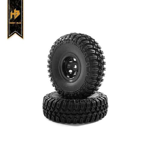 Hobby Plus CR-18 1.0 GRABBER M/T Tire Set (Black Wheel)