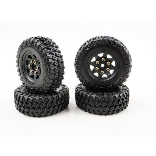 Hobby Details - SCX24 Wheel And Tyre Set 49mm Black (4 Pce)