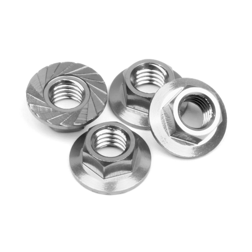 HPI - 87266 SERRATED FLANGE NUT M4 (SILVER/4PC)