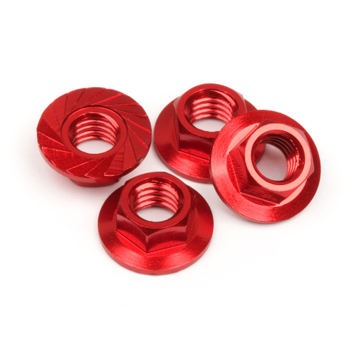 HPI - 87269 SERRATED FLANGE NUT M4 (RED/4PC)