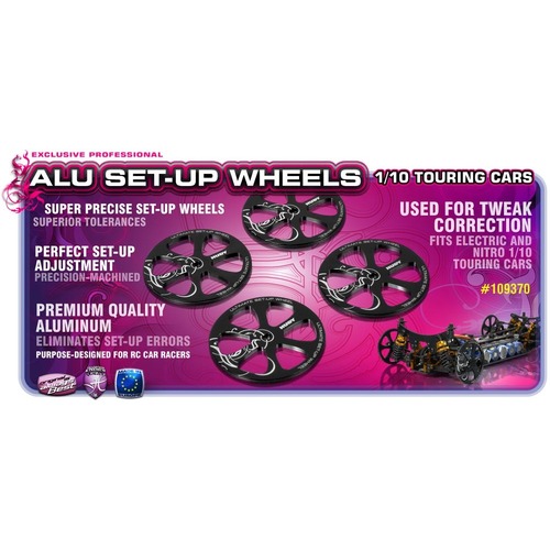 Hudy - Alu Set-Up Wheel For 1/10 Rubber Tires 4Pc - Hd109370