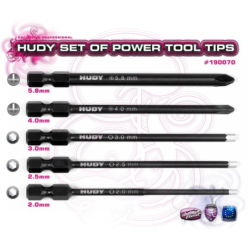 Hudy - Set Of Power Tool Tips 2.0 2.5 3.00Mm Hex And 4.0 5.8 P - Hd190070