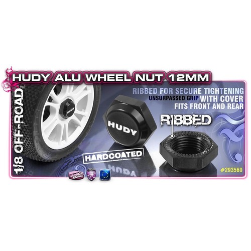 Hudy - Alu Wheel Nut M12 With Cover - Ribbed (2) - Hd293560