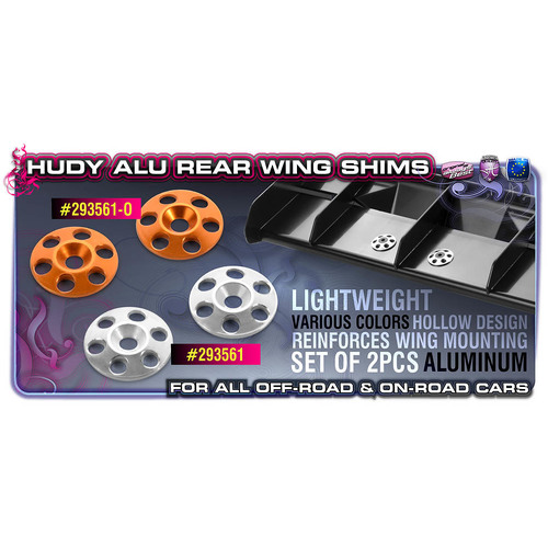 Hudy - Alu Rear Wing Shim - Orange 2Pcs - Hd293561-O