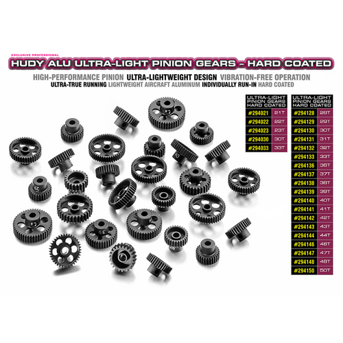 Hudy - Alu Ultra-Light Pinion Gear - Hard Coated - 17T / 48 - Hd294017