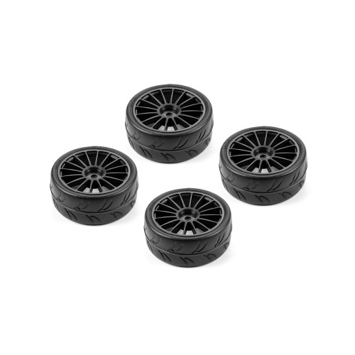 Hudy - 1/10 Pre-Cut Slick Belted Tires Right & Left (2+2)