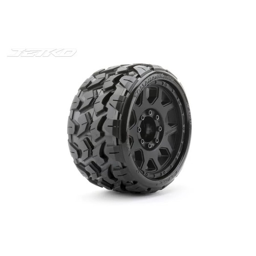 Jetko 1/8 SGT 3.8 EX-TOMAHAWK Tyres (Claw Rim/Black/Medium Soft/17mm/Belted) (2pcs) [1601CBMSGBB1]