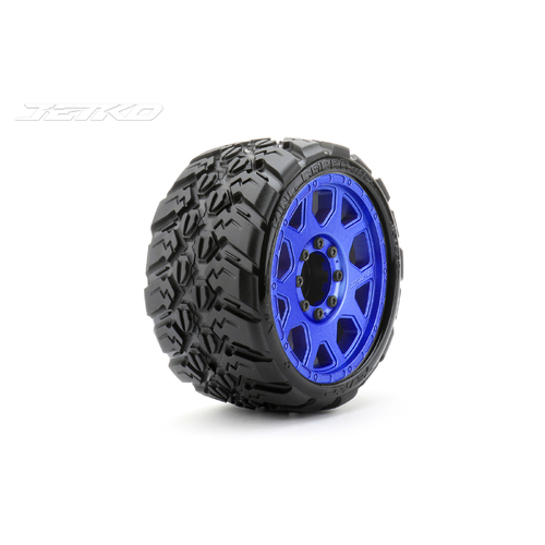 Jetko 1/8 SGT 3.8 EX-KING COBRA Tyres (Claw Rim/Metal Blu/Med Soft/Belted/17mm 0 o/s) [1602CLMSGBB1]