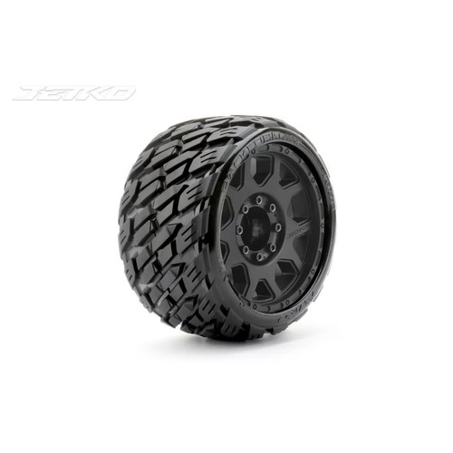 Jetko 1/8 SGT 3.8 EX-ROCKFORM Tyres (Claw Rim/Black/Medium Soft/17mm/Belted) (2pcs) [1603CBMSGBB1]