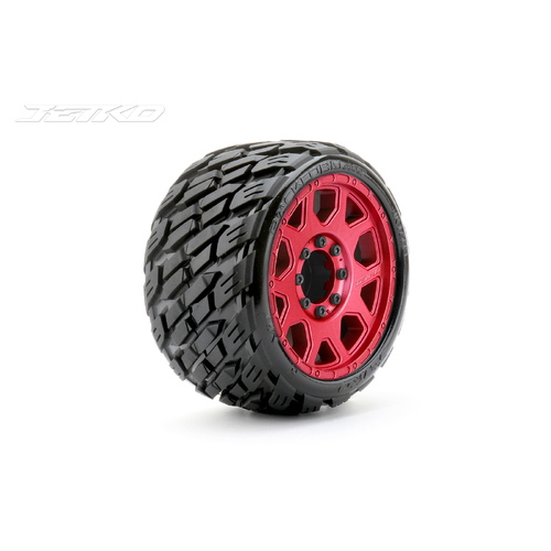 Jetko 1/8 SGT 3.8 EX-ROCKFORM Tyres (Claw Rim/Metal Red/Med Soft/Belted/17mm 0 o/s) [1603CRMSGBB1]