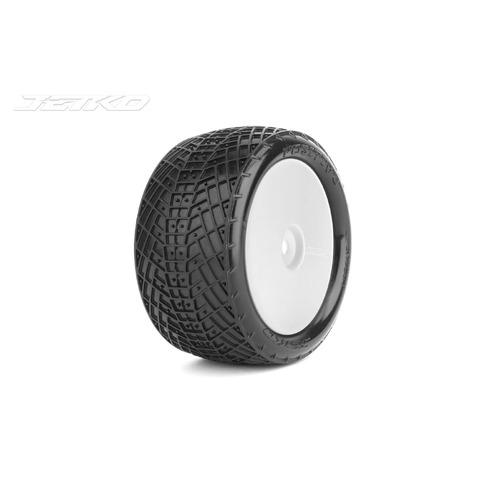 Jetko Positive 1/10 Rear Buggy Mounted Tires Medium Soft (Pre-Glued)