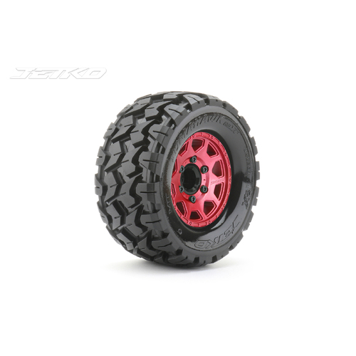 Jetko 1/10 MT 2.8 EX-TOMAHAWK Tyres (Claw Rim/Metal RED/Medium Soft/12mm 0 o/s) [2801CRMSGNB1]