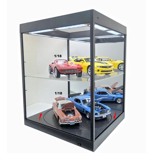 King Creation - Display Case Black Mirror Back Rotary With Adjustable Shelf 