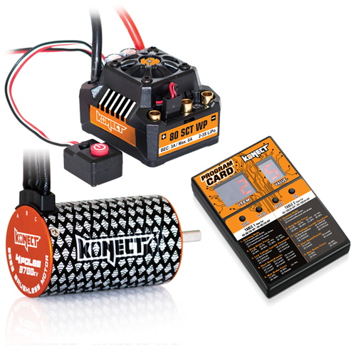 KONECT COMBO BRUSHLESS 80Amp SCT WP + 4P 3660SL 3700Kv motor + program card - KN-COMBO-C3