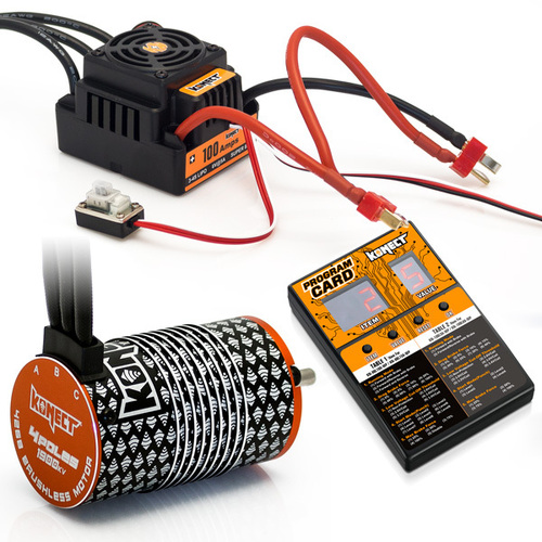 KONECT COMBO BRUSHLESS 1/8 100Amp WP + Motor 4P. 4268 1900KV+prog card - KN-COMBO-L1