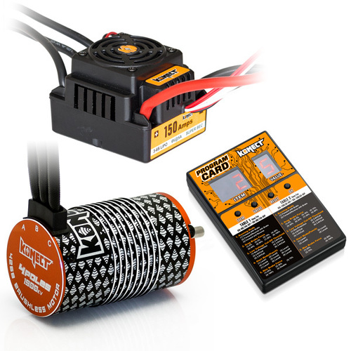 KONECT COMBO BRUSHLESS 1/8 150Amp WP + Motor 4P. 4268 1900KV+prog card - KN-COMBO-M7