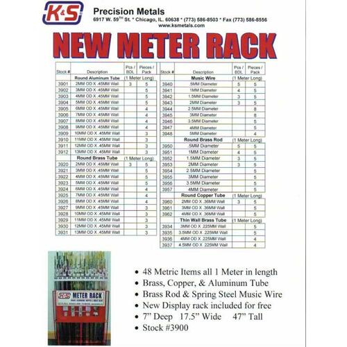 K&S Precision Metals 3900 1 METER METRIC ASSORTMENT WITH DISPLAY RACK - #3900