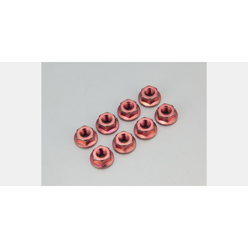 Kyosho - Nut(M4x4.5) Flanged (Steel/ Red/8pcs)