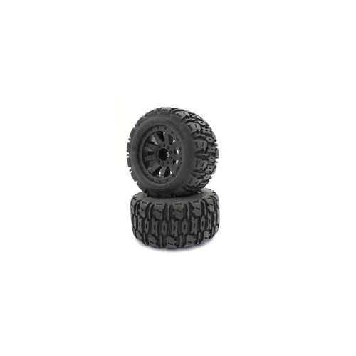 Kyosho - Premaunted Tire (Nitro Tracker/Black/2pcs)