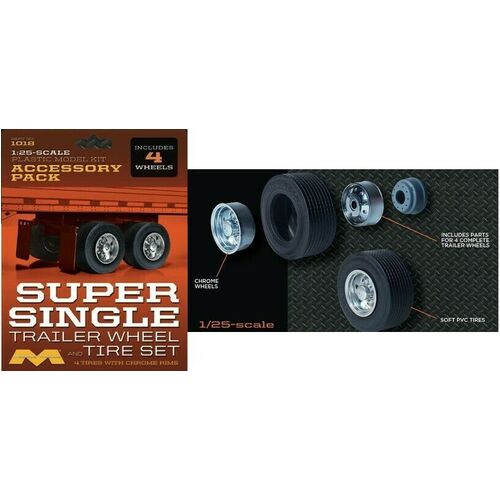 Moebius - 1018 1/25 Super Single Trailer Wheel & Tire Set Plastic Model Kit