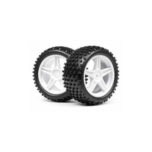 Maverick 1:10 BUGGY WHITE REAR WHEEL & TYRE ASSEMBLY  - MV22115