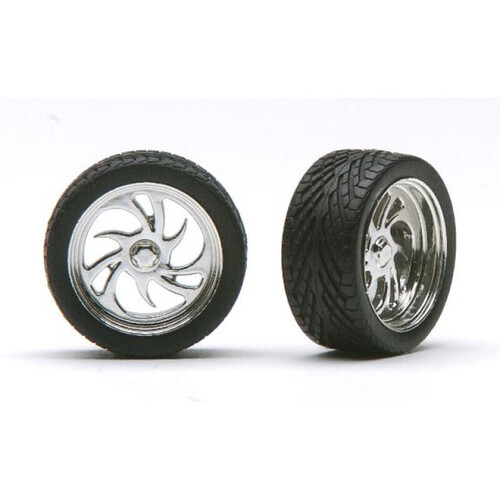 Pegasus 1/24 "Diablo'S" Rims W/Tires Chrome for Scale Models [1246]