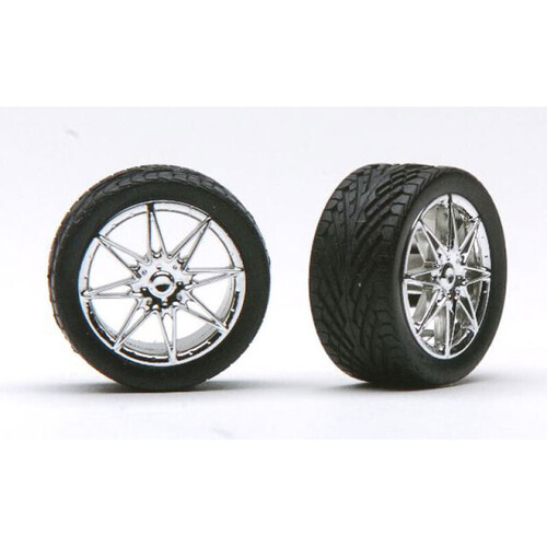 Pegasus 1/24 "Diamante'S" Rims W/Tires Chrome for Scale Models [1254]