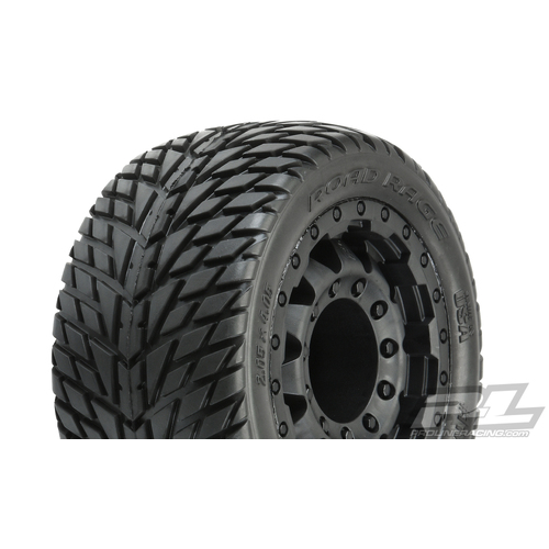 ROAD RAGE 2.8" STREET TIRES MOUNTED ON F-11 BLACK 17MM WHEELS (2) - PR1172-18