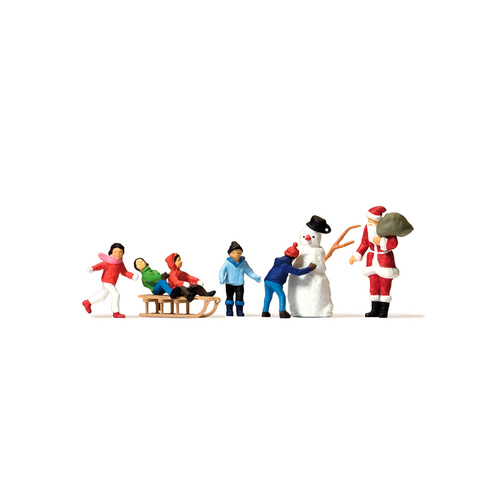 Preiser - Santa Claus, Children, Snowman - 10626