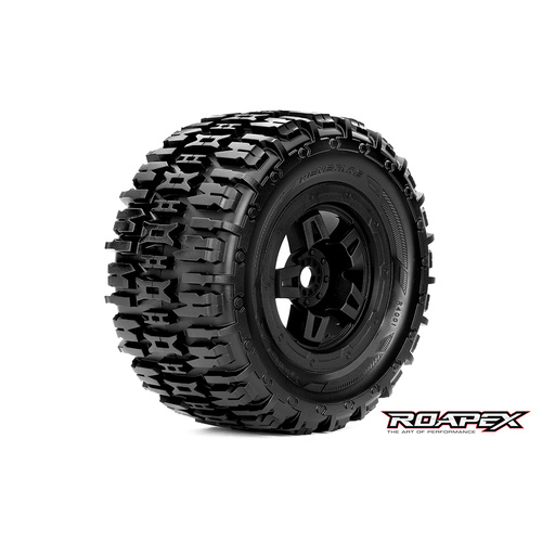 Roapex - 1/8 Renegade Monster Truck Tire Black Wheel With 17mm Hex Mounted