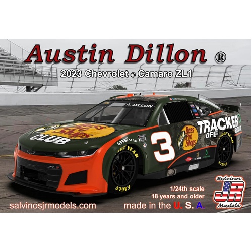 Salvinos J R 1/24 Austin Dillon No.3 Bass Pro Shop 2023 Next Gen NASCAR Chevrolet Camaro