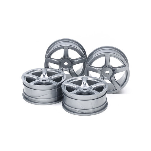 Tamiya - ARCHED 5-SPOKE WHEELS 4PCS. (SILVER, 24mm/±0)