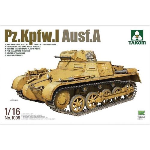 Takom - 1/16 Pz.Kpfw.I Ausf.A Plastic Model Kit