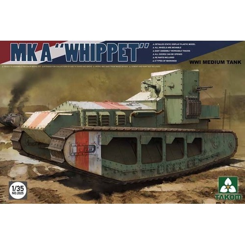 Takom - 1/35 WWI Medium Tank Mk A Whippet Tank Plastic Model Kit