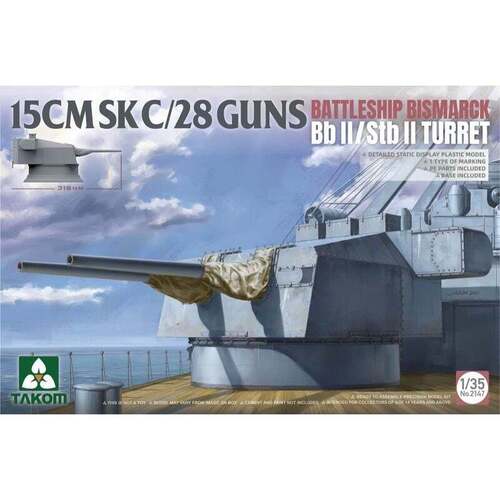 Takom - 1/35 15CMSK C/28 Guns Battleship Bismarck BB II / STB II Turret Plastic Model Kit