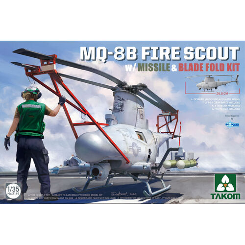 Takom - 1/35 MQ-8B Fire Scout w/ Missile & Blade Fold Kit Plastic Model Kit