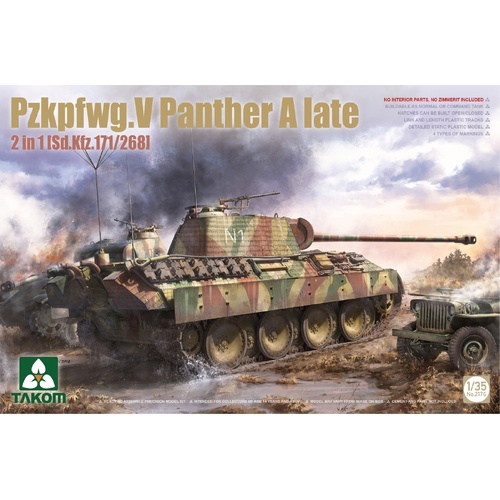 Takom - 1/35 Pzkpfwg.V Panther A Late 2 in 1 [Sd.Kfz.171/268] Plastic Model Kit