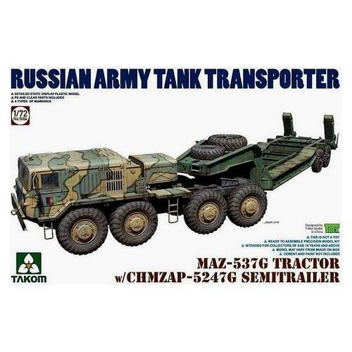 Takom - 1/72 MAZ-537G TRACTOR w/CHMZAP-5247G SEMITRRAILER Plastic Model Kit