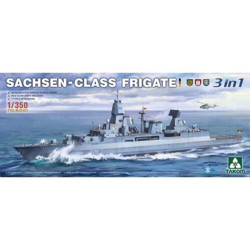 Takom - 1/350 Sachsen-Class Frigate 3 In 1 Plastic Model Kit [6001]