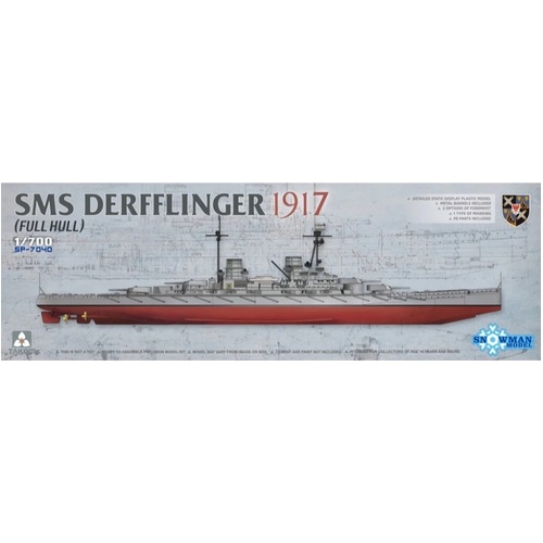 Takom - 1/700 SMS Derfflinger 1917 (Full Hull) w/metal barrels (Snowman) Plastic Model Kit [SP-7040]