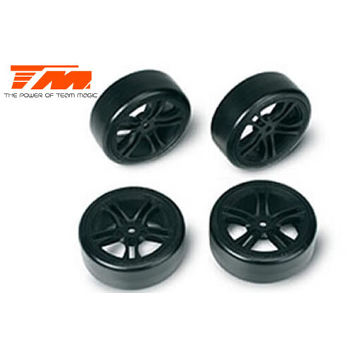 Team Magic - 1/10 5-Spoke Mounted Tyre black E4D