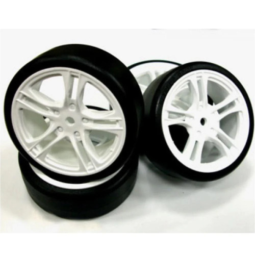 E4D mounted drift tyre & rim white rim