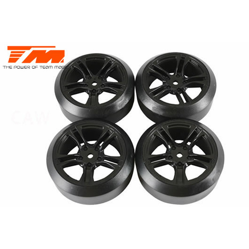 Team Magic - 1/10 Mounted Drift Tire 45 Degree black (5 Spoke)