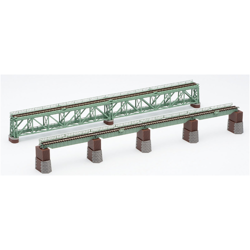 Tomix N Upper Road Iron Bridge set Green