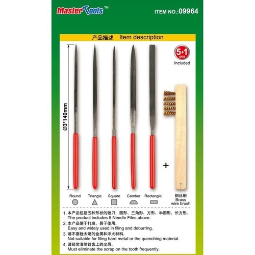 Trumpeter Assorted needle files set (Middle-Toothed) - f3x140mm