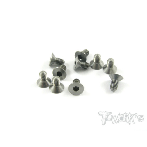 TWORKS 3mm x 6mm 64 Titanium Hex. Countersunk Screws (10pcs.）- TSS-306C