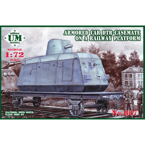 UM-MT 1/72 Armored car DTR-casemate on a railway platform Plastic Model Kit